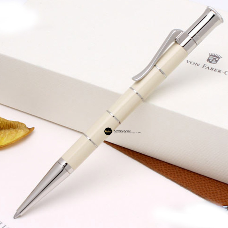 现货德国辉柏嘉伯爵GRAF VON FABER 环戒象牙白金属镀白金圆珠笔
