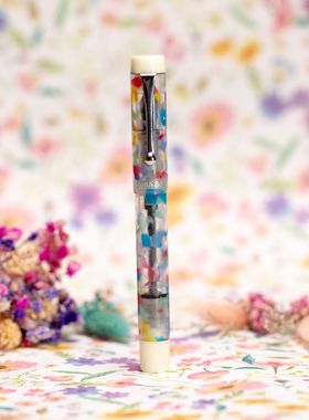 OPUS 88 Demonstrator  Flower 花彩正统滴入式练字透明钢笔 钢尖