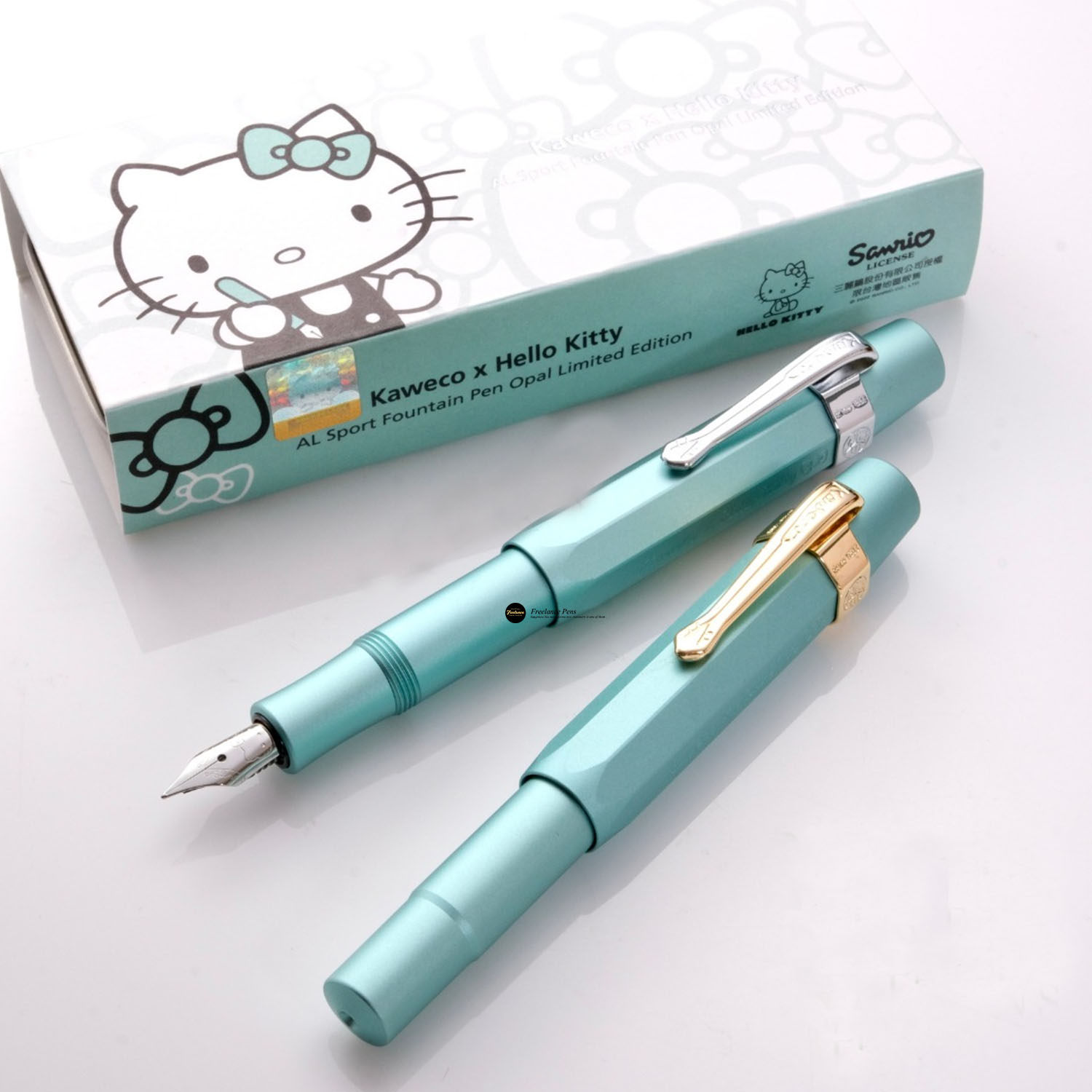 德国KAWECO HELLO KITTY八角形铝合金金属笔杆钢笔欧珀蓝色限量版