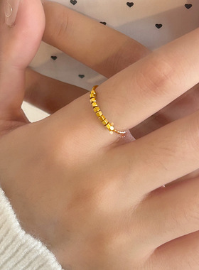 欧美跨境轻奢设计感小方块戒指女简约钛钢不掉色食指百搭食指对戒