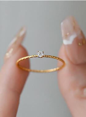 感韩版轻奢细款迷你小指小众设计ins新款满天星钛钢戒指
