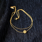 福字双层性感脚链女韩版 钛钢足链气质脚饰百搭 简约森系脚裸链个性