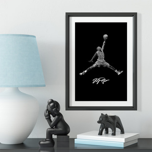 飞人乔丹经典扣篮剪影款实木装饰相框照片墙桌摆挂框摆件家居壁画