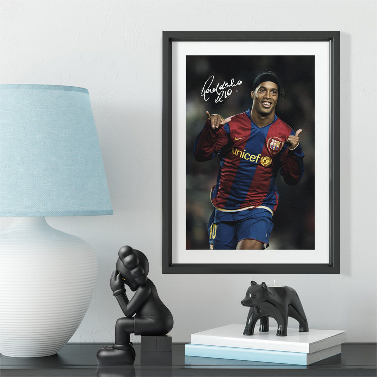 巴萨小罗经典庆祝动作实木装饰相框照片墙桌摆挂框件酒吧家居壁画