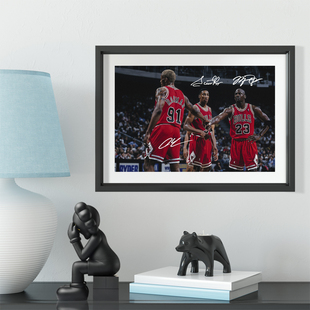 公牛三巨头经典实木装饰相框照片墙桌摆挂框摆件乔丹皮蓬罗德曼