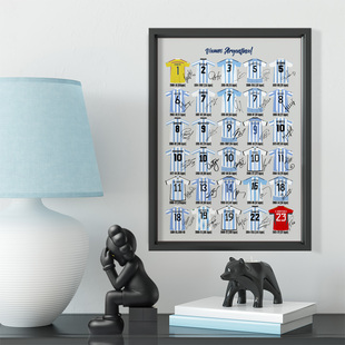 阿根廷名宿球衣梅西马拉多纳实木装饰相框照片墙桌摆挂框摆件壁画