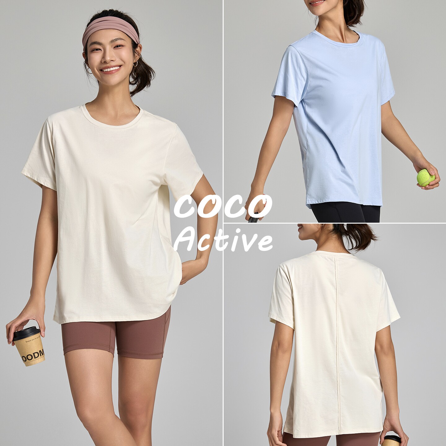 春夏宽松凉感透气速干运动休闲上衣女纯色显瘦瑜伽健身短袖T恤