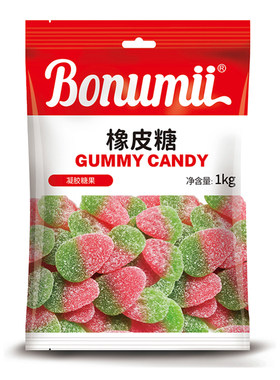 宝奴咪橡皮糖1kg酸沙草莓桃心彩虫小熊毛虫软糖散装糖果网红同款
