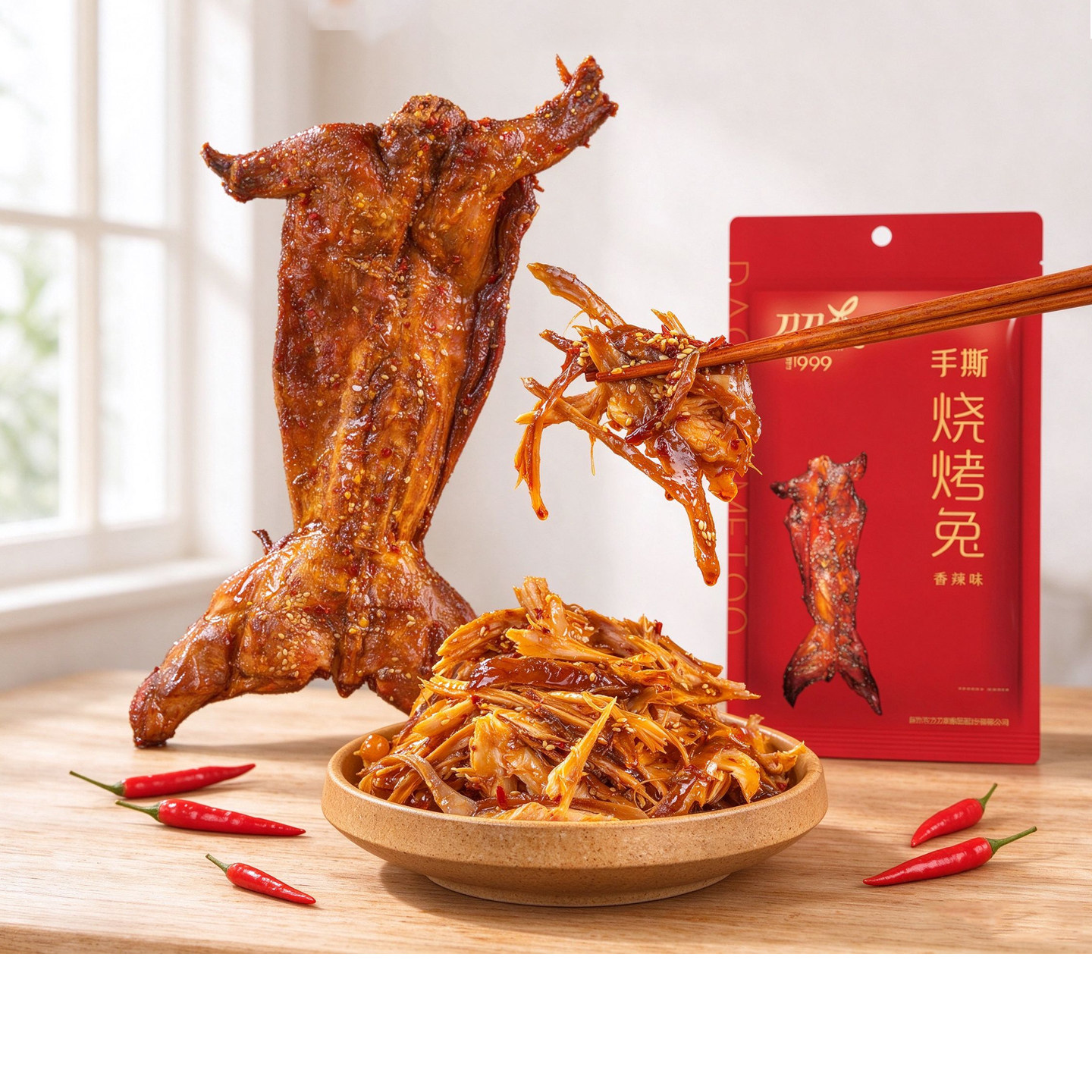 刀刀爽整只去头手撕兔图片