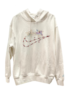 NIKE耐克女子连帽运动休闲宽松针织长袖套头衫卫衣 IO7919-121