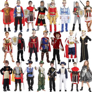 万圣节儿童演出服装小男女孩童国王子勇士战士骑士忍者吸血鬼海盗