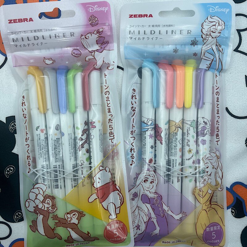 日本ZEBRA斑马荧光色笔限定公主迪士尼维尼熊噗噗Mildliner双头WK