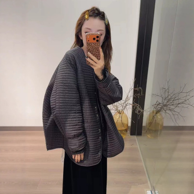 韩系松弛感圆领百搭轻薄棉服外套女2026秋冬新款小个子显瘦上衣潮