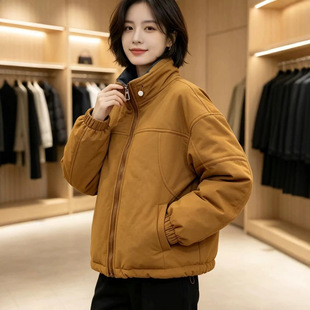 韩版立领休闲棉服外套女2026秋冬新款时尚宽松百搭高级感棉衣上衣