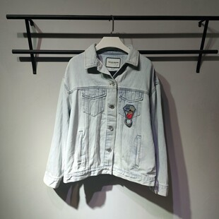 女 夹克小熊宽松复古洗水做旧牛仔外套 特价包邮