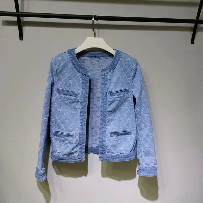 FP小香风短外套牛仔老花款修身