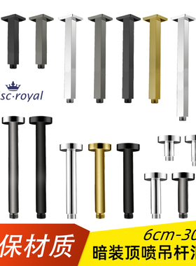 黑色暗装淋浴配件天花喷头支撑杆拉丝金顶喷杆花洒吊顶短吊杆支臂