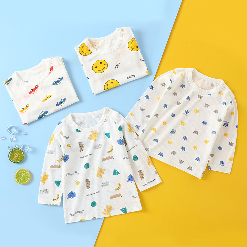 春秋装宝宝长袖t恤薄款婴儿打底衫圆领男童上衣纯棉女童卡通儿童