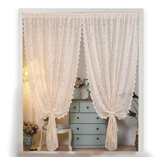 法式复古窗帘纱帘蕾丝窗帘纱客厅卧室高级感飘窗窗纱免打孔隔断帘