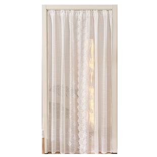 纱门帘隔断帘免打孔伸缩杆法式蕾丝窗帘卧室隐私家用美容院遮挡帘