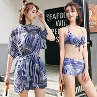 Bikini áo tắm nữ ba mảnh kích thước ngực tập hợp thép tấm boxer hem quần phiên bản Hàn Quốc của bộ đồ tắm suối nước nóng - Bikinis shop do boi