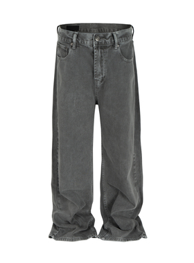 美式高街AC风格直筒长裤男女款vibe水洗做旧2021M版型染色牛仔裤