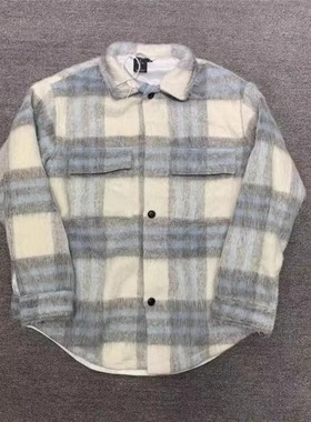 Travis Scott ts Cactus Jack shirt 长毛呢格子衬衫男女夹克外套