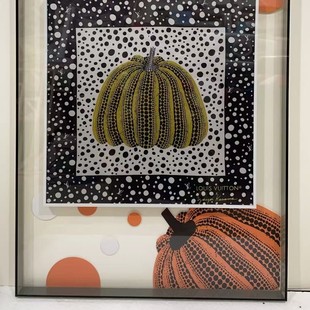 丝巾挂画草间弥生黑白波点艺术装饰画抽象黄南瓜客厅玄关现代简约