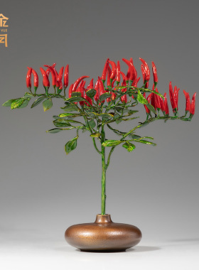 铜艺坊红红火火仿真辣椒铜摆件创意辣椒铜摆件仿真客厅装饰铜摆件