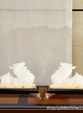 新中式貔貅摆件客厅玄关装饰装饰品白色家居琉璃玉工艺品办公室