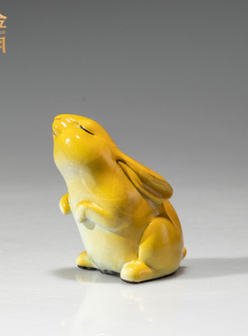 铜艺坊小萌兔茶宠茶玩铜摆件可爱小兔子彩铜小摆件家居玄关办公室