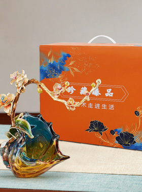 新中式海螺琉璃高档装饰摆饰客厅创意珐琅彩玻璃摆件