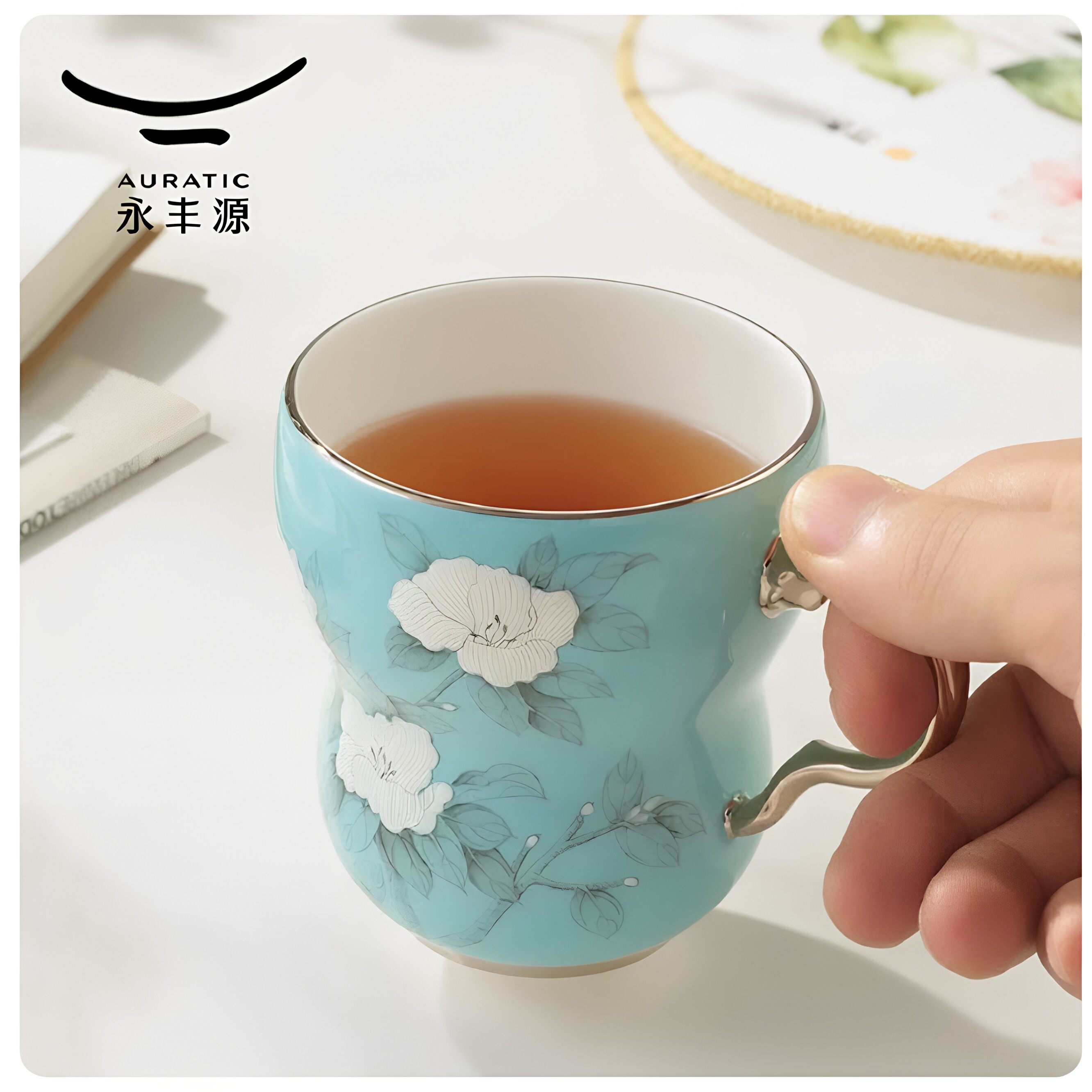 国瓷永丰源马克杯茶水分离陶瓷杯子盖杯女士高颜值高级感伴手礼