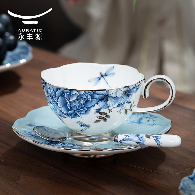 永丰源铂金青花咖啡杯高级陶瓷咖啡杯办公室女高档精致礼盒装送人图片