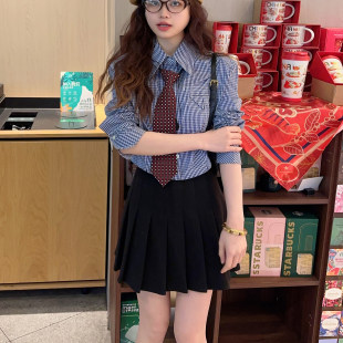 衬衫 ASA 复古优雅显瘦气质抗皱长绒棉条纹格纹长袖 剑桥 女 25春