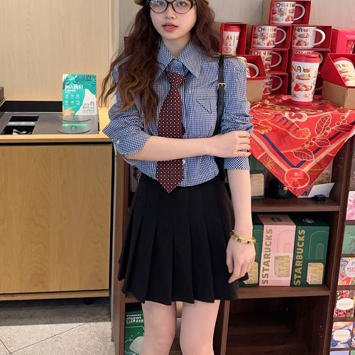 ASA 25春“剑桥”复古优雅显瘦气质抗皱长绒棉条纹格纹长袖衬衫女