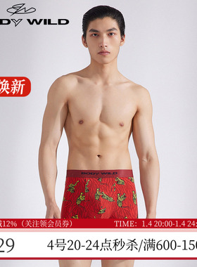 宝迪威德透气莫木代尔红色生肖本命年男士中腰平角内裤ZBN23WN1A