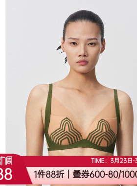 爱慕·CHUANG内衣4/4全罩杯性感网纱超薄舒适无钢圈文胸CA170922