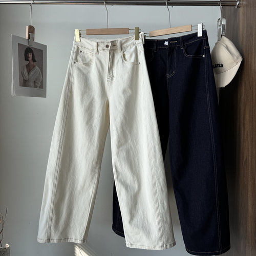 ON家柜货直桶阔腿牛仔裤女