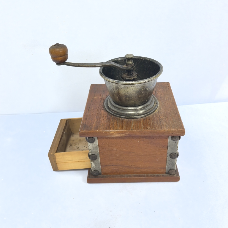 二手实木制手摇磨豆机咖啡机