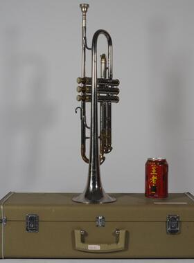 1950年代美国古董KING TEMPO 乐器小号 装饰收藏带箱能吹响长55cm