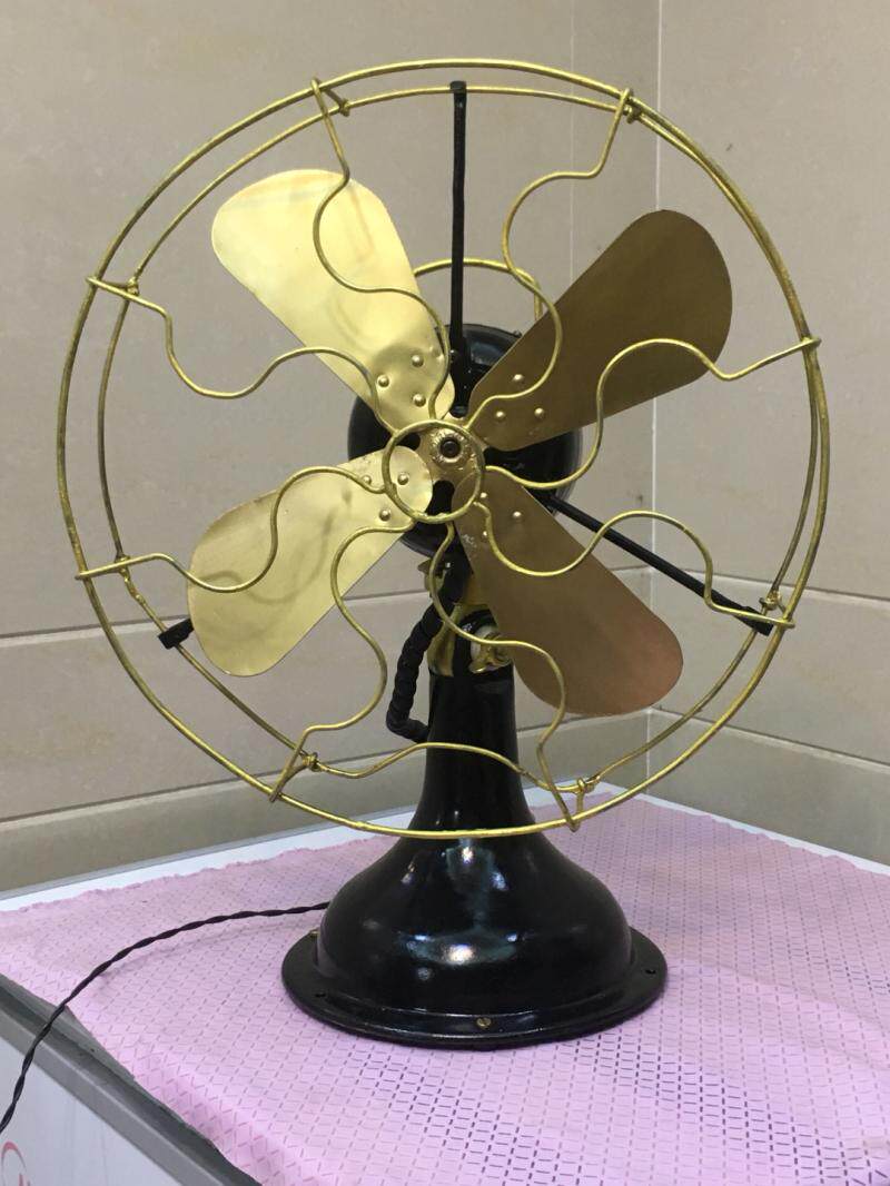 1934年民国老上海老华通牌电风扇12寸摇头台扇铁页铁框老货怀旧