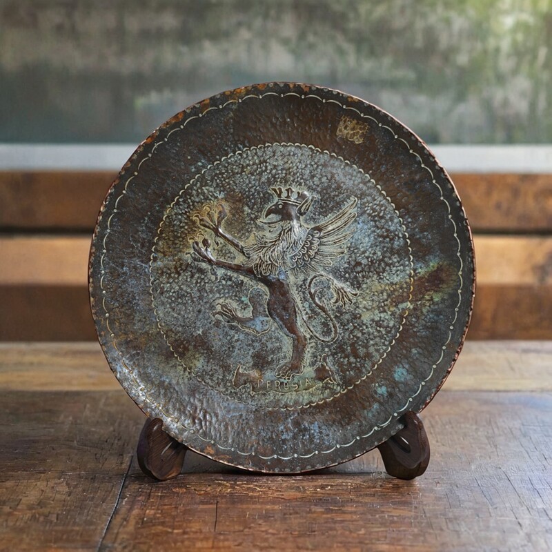 西洋古董1900年南美秘鲁老物件铜器压铸锻造铜盘工艺装饰坐盘挂盘