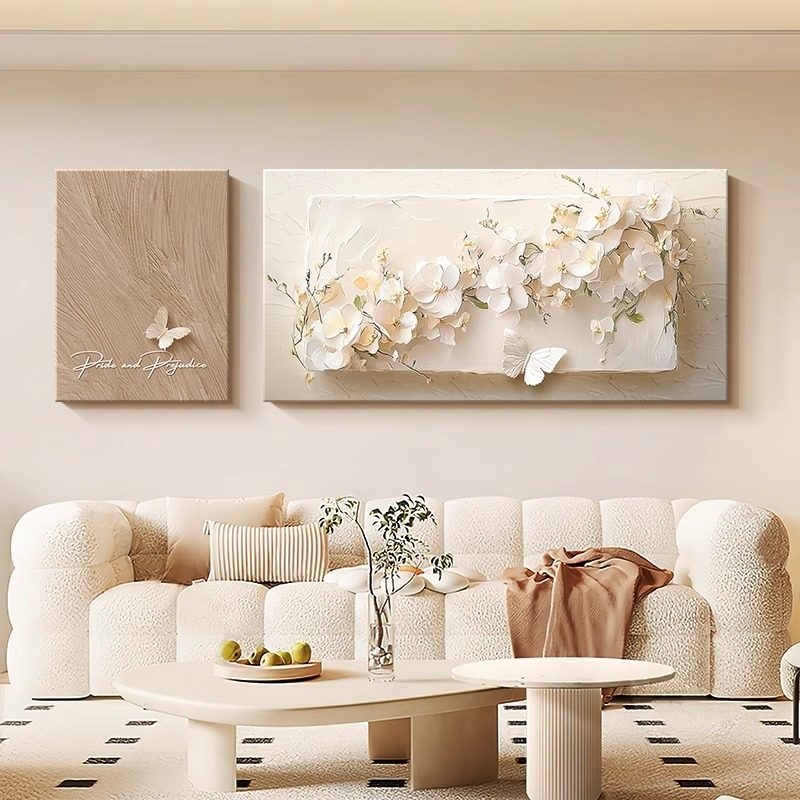 法式奶油风花卉客厅装饰画高级感复古沙发背景墙挂画2025新款壁画,家居饰品,现代装饰画,淘宝优惠券,粉丝福利购,淘宝优惠卷