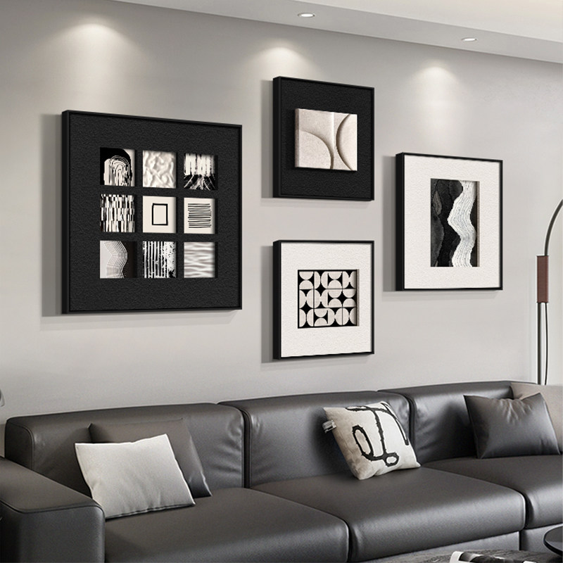 2025新款黑白抽象简约客厅装饰画