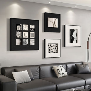 黑白抽象简约客厅装饰画2025新款沙发背景墙挂画高级感组合墙壁画