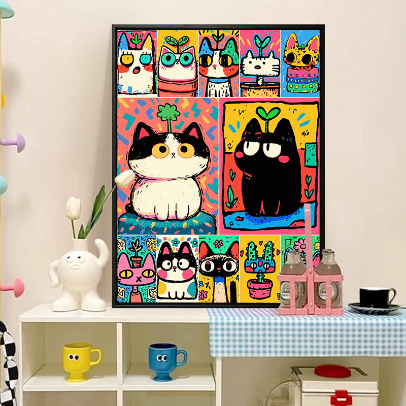 多巴胺可爱小狗猫咪梳妆台摆画