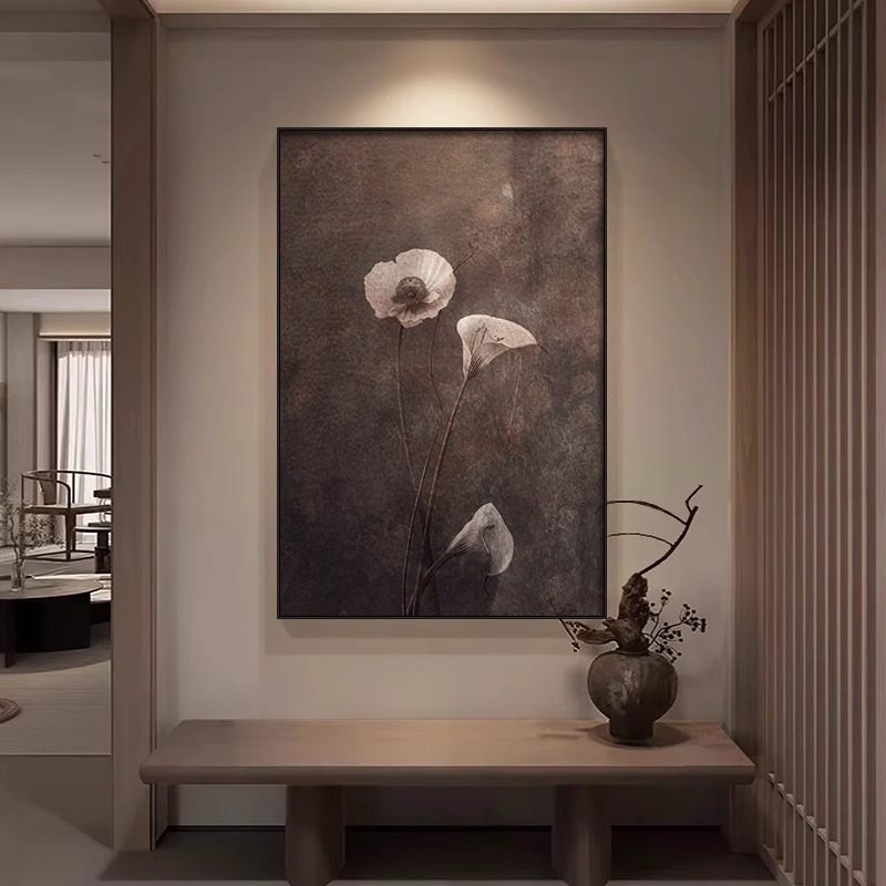 侘寂中古风入户玄关装饰画高级感客厅沙发背景墙挂画禅意茶室壁画,家居饰品,现代装饰画,淘宝优惠券,粉丝福利购,淘宝优惠卷