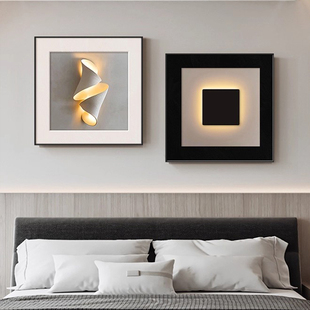 现代简约卧室床头装饰画黑白极简房间主卧挂画高级感抽象餐厅壁画