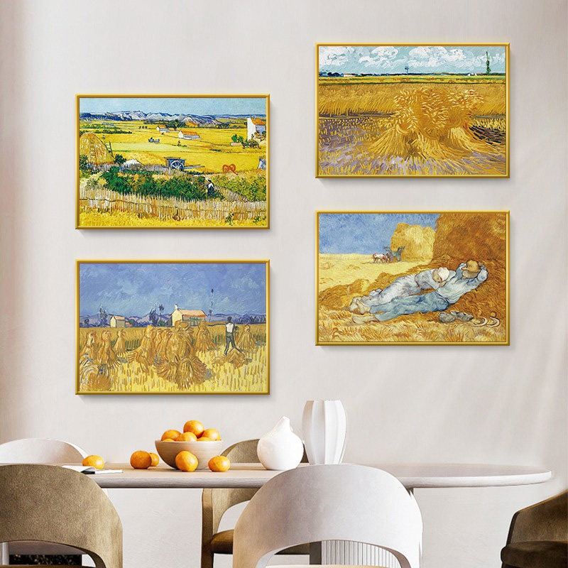 梵高丰收油画客厅装饰画世界名画餐厅饭厅挂画沙发背景墙壁画横版,家居饰品,现代装饰画,淘宝优惠券,粉丝福利购,淘宝优惠卷